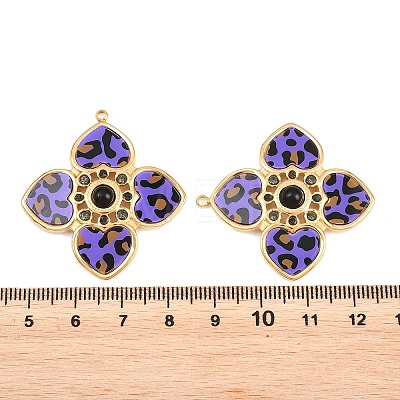 304 Stainless Steel & Resin & Natural Obsidian & Rhinestone Pendants STAS-G394-13G-02-1