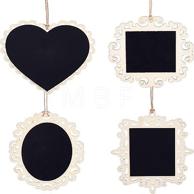  4 Pcs 4 Styles Natural Wooden Chalkboards Blackboard HJEW-NB0001-15-1