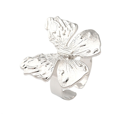 Butterfly Alloy Open Cuff Rings for Women RJEW-U006-06B-P-1