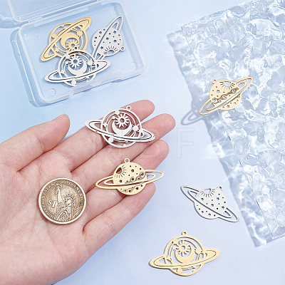 8Pcs 4 Style 201 Stainless Steel Pendants STAS-DC0001-54-1