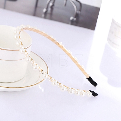 Plastic Imitation Pearl Beads Hair Bands PW-WG5BE19-02-1