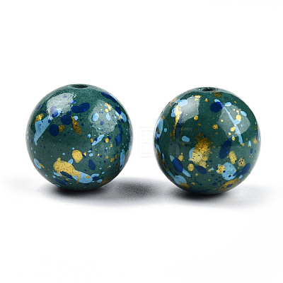 Spray Painted Resin Beads RESI-N034-19-V01-1