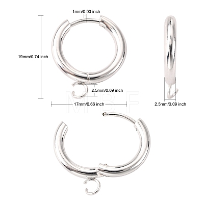201 Stainless Steel Huggie Hoop Earring Findings STAS-P283-01D-S-1