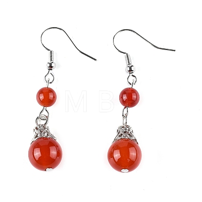 Natural Gemstone Dangle Earrings EJEW-JE01374-1