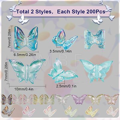 400Pcs 2 Style Transparent Glass Cabochons GGLA-SC0001-15-1