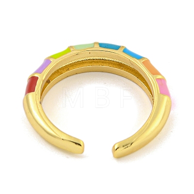 Rack Plated Brass Enamel Open Cuff Rings RJEW-Z042-03G-1
