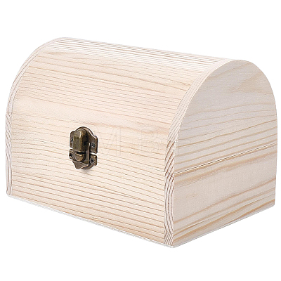 Wood Treasure Chest Storage Boxes with Hinged Lid and Metal Clasps AJEW-GF0014-35B-1