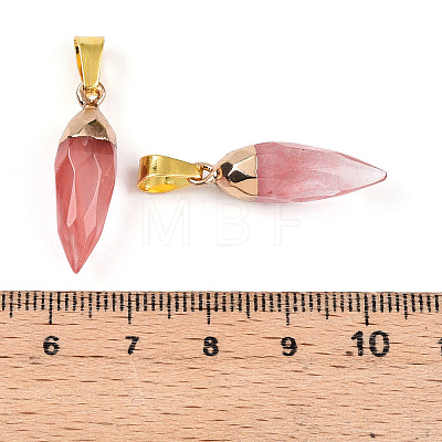 Synthetic Cherry Quartz Glass Pendants G-N345-01D-1