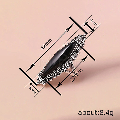 Horse Eye Alloy with Resin Finger Rings FS-WG13A66-02-1