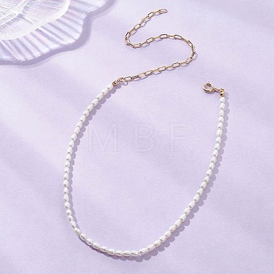 Natural Cultured Freshwater Pearl Rice Beaded Necklaces NJEW-JN05688-1
