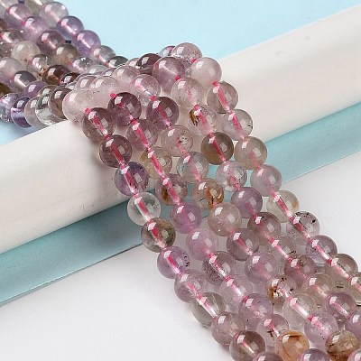 Natural Purple Rutilated Quartz Beads Strands G-M427-A01-01-1