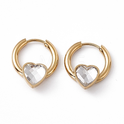 Cubic Zirconia Heart Hoop Earrings EJEW-L282-02G-1