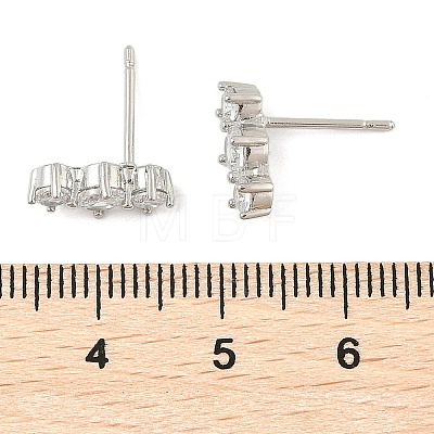 Brass Micro Pave Clear Cubic Zirconia Stud Earrings EJEW-R016-26P-14-1