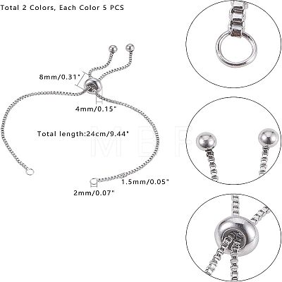 Unicraftale Adjustable 304 Stainless Steel Slider Bracelets Making STAS-UN0003-17-1