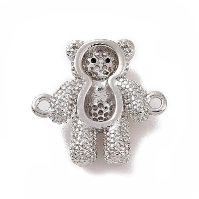 Brass Micro Pave Cubic Zirconia Connector Charms ZIRC-P107-01P-01-1