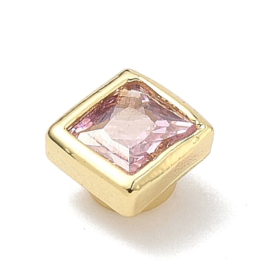 Square Brass Micro Pave Cubic Zirconia Cabochons KK-P345-13G-E01-1