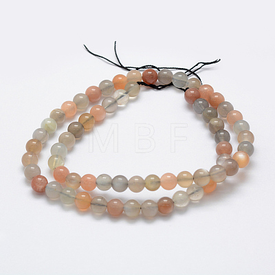 Natural Multi-Moonstone Beads Strands G-P322-43-6mm-1