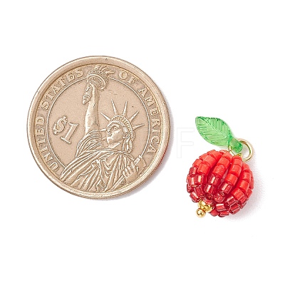 Glass Seed Beaded Berry Fruit Pendants PALLOY-MZ00729-01-1