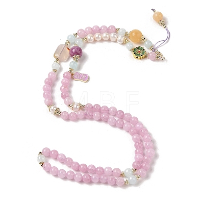 Natural Rose Quartz & Pearl Beaded Necklaces NJEW-L119-07G-1