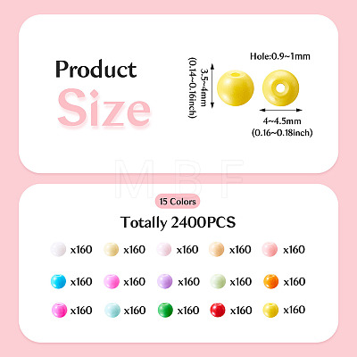 2400Pcs 15 Colors Opaque Baking Paint Glass Beads DGLA-TA0001-25-1