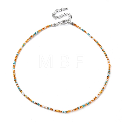 Glass Beaded Necklace NJEW-Z029-05G-1