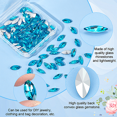 100Pcs Glass Rhinestone Cabochons RGLA-FG0001-25B-1