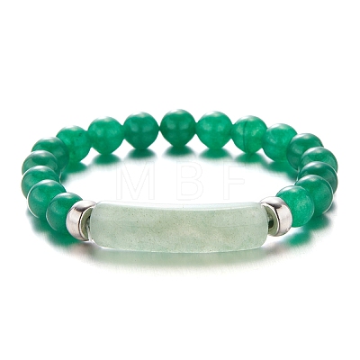 Natural Green Aventurine Beaded Stretch Bracelets PW-WG4B4E2-02-1