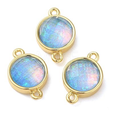 Synthetic Opal Connector Charms KK-S370-05G-02-1