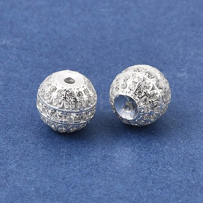 925 Sterling Silver Micro Pave Clear Cubic Zirconia Beads SE-CBAF1B2-07S-1