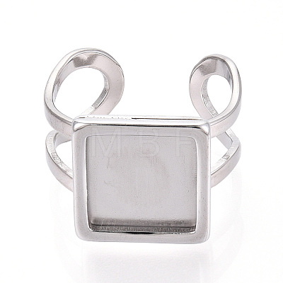 304 Stainless Steel Open Cuff Ring Components STAS-S080-041H-P-1