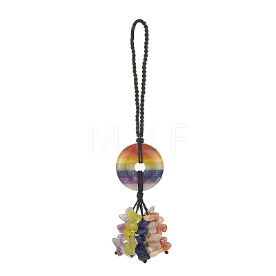 Chakra Natural Mixed Gemstone Pendant Decorations HJEW-TA00028-1