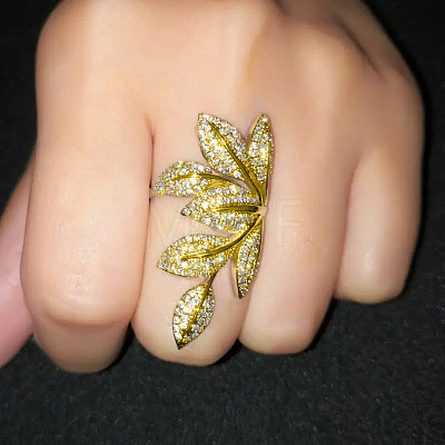 Brass Micro Pave Clear Cubic Zirconia Finger Rings FS-WG77E03-10-1