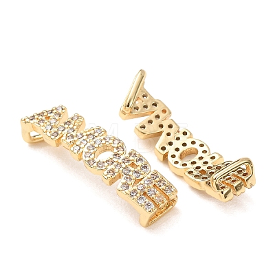 Brass Micro Pave Clear Cubic Zirconia Word AMORE Links Connector Charms KK-K002-32F-G-1