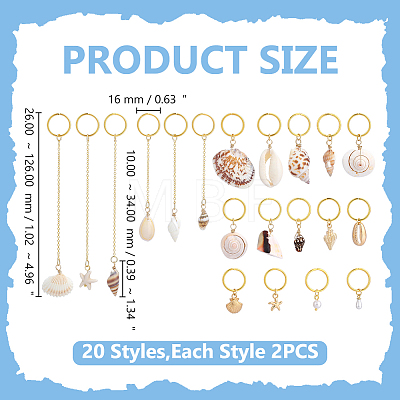 40Pcs 20 Styles Shell Hair Styling Tools OHAR-WR00002-1
