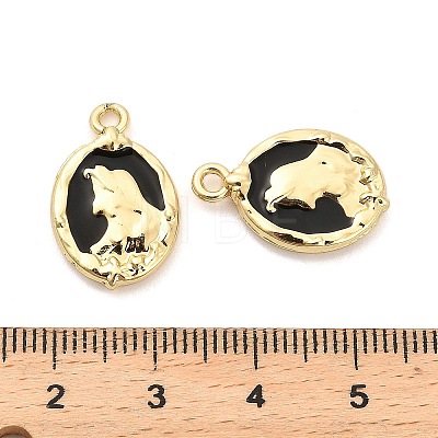 Rack Plating Alloy Black Enamel Pendants PALLOY-Q005-11G-1