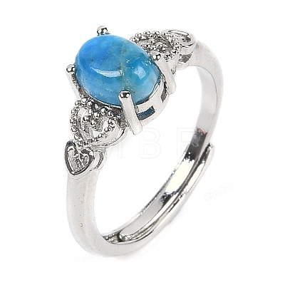 Oval Natural Apatite Adjustable Rings RJEW-Q819-01P-07-1