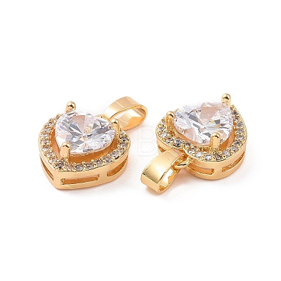 Brass Micro Pave Clear Cubic Zirconia Charms KK-E068-VC433-1