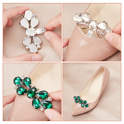 ARRICRAFT 4Pcs 2 Style Flower Glass Rhinestone Shoe Decoration AJEW-AR0001-79B-1