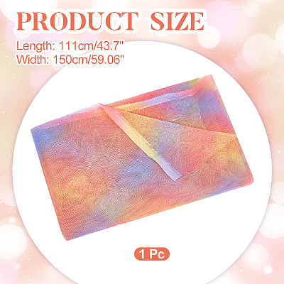 Rainbow Color Polyester Mesh Fabric DIY-WH0496-43B-1