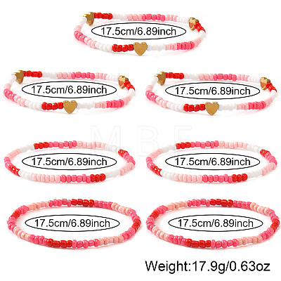 6Pcs 3 Styles Glass Seed Beads Stretch Bracelets Set CC4522-1-1