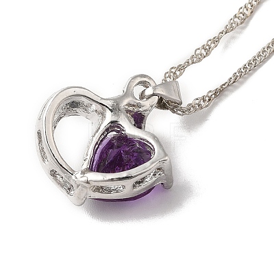 Resin Heart Pendant Necklace with Singapore Chains NJEW-C003-01E-1