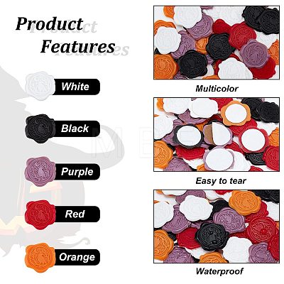 CRASPIRE 50Pcs 5 Colors Adhesive Wax Seal Stickers DIY-CP0008-29B-1
