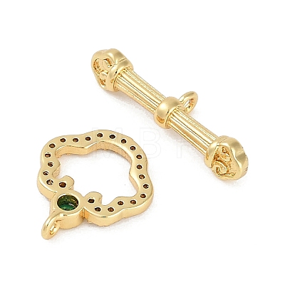 Brass Micro Pave Clear Cubic Zirconia Toggle Clasps KK-K391-15G-1