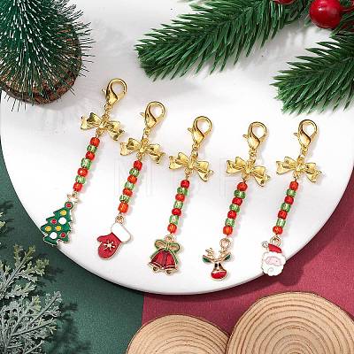 Christmas Theme Alloy Enamel Pendant Decorations HJEW-MZ00058-1