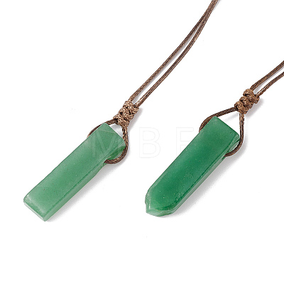 Natural Green Aventurine Nugget Pendant Necklace with Waxed Cord for Women NJEW-F306-01A-1