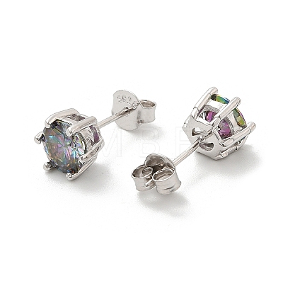 925 Sterling Silver Moissanite Rhinestone Stud Earrings EJEW-U042-05P-04-1