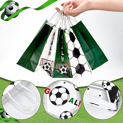 30Pcs 10 Styles Paper Football Pattern Printed Carry Storage Tote Bags ABAG-PH0001-98-1