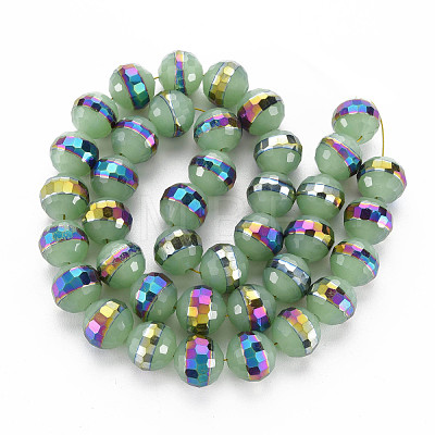 Electroplate Opaque Solid Color Glass Beads Strands EGLA-N006-031-B03-1