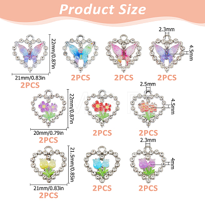 20Pcs 10 Styles Alloy Glass Pendants DIY-HS0002-04-1