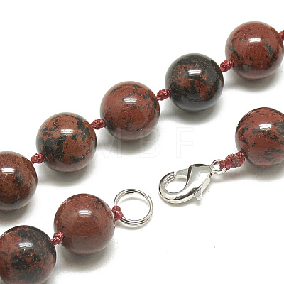 Natural Mahogany Obsidian Beaded Necklaces NJEW-S405-20-1